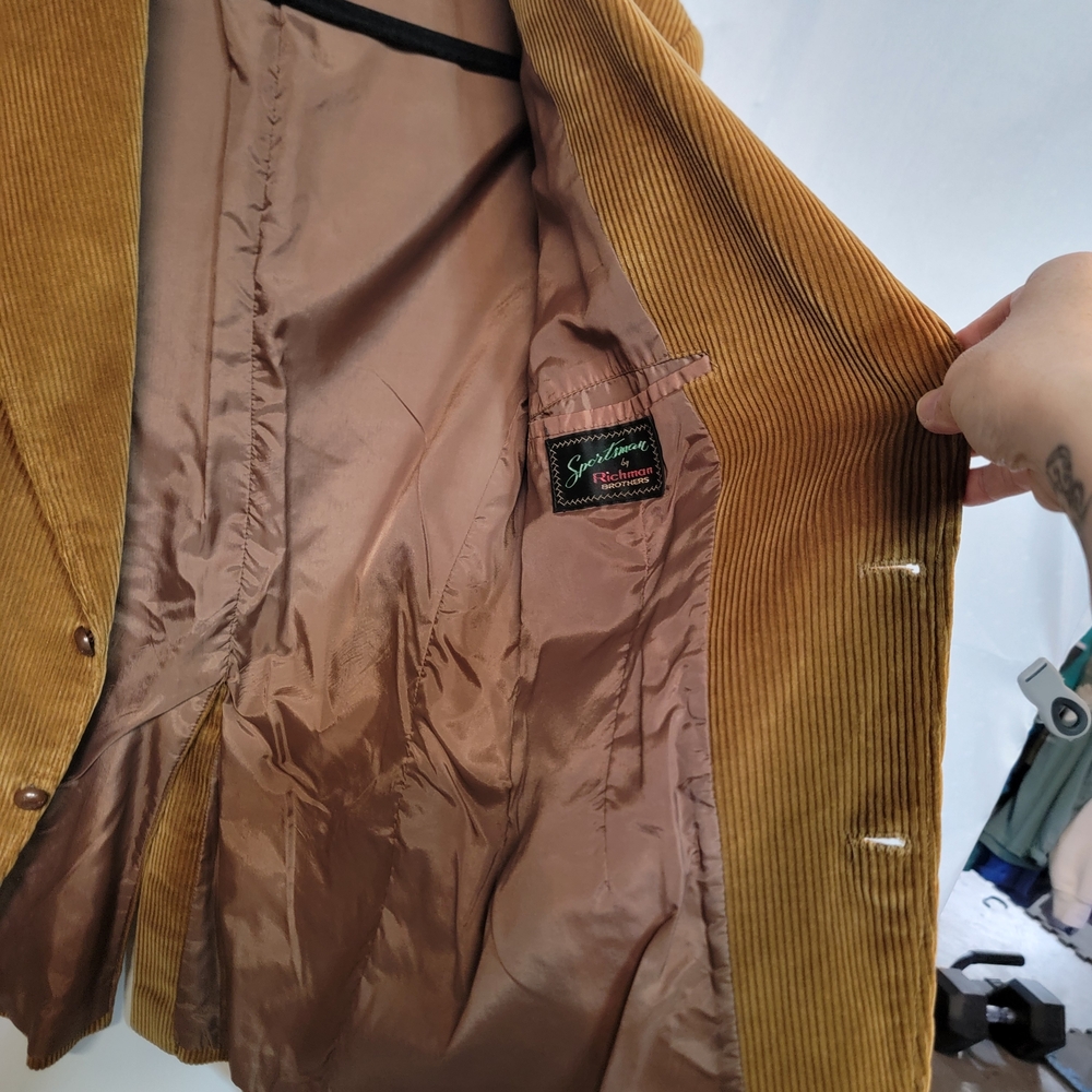 Men's Vintage Classic Brown Corduroy Blazer Sportscoat - Picture 6 of 13